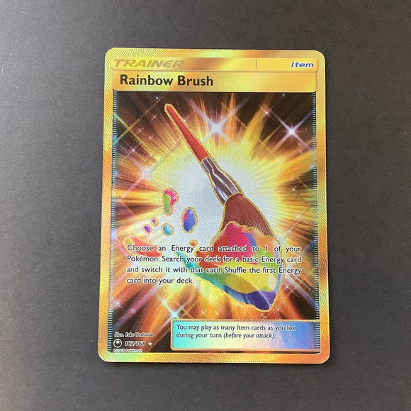 Pokemon Sun & Moon Celestial Storm - Rainbow Brush - 182/168 - Used Gold Secret Rare Holo Full Art Card