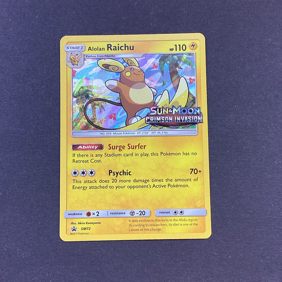 Pokemon Sun & Moon Promos - Alolan Raichu - SM72 - Used Rare Holo Promo Card