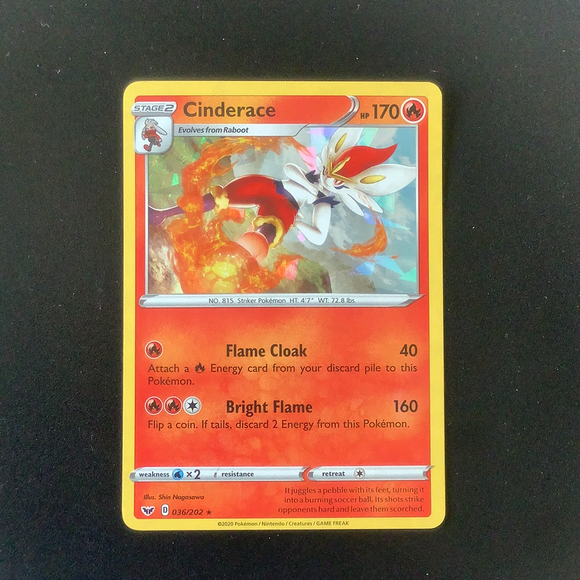 Pokemon Sword and Shield - Cinderace (Retreat Error card) - 036/202 - As New Theme Deck Rare card