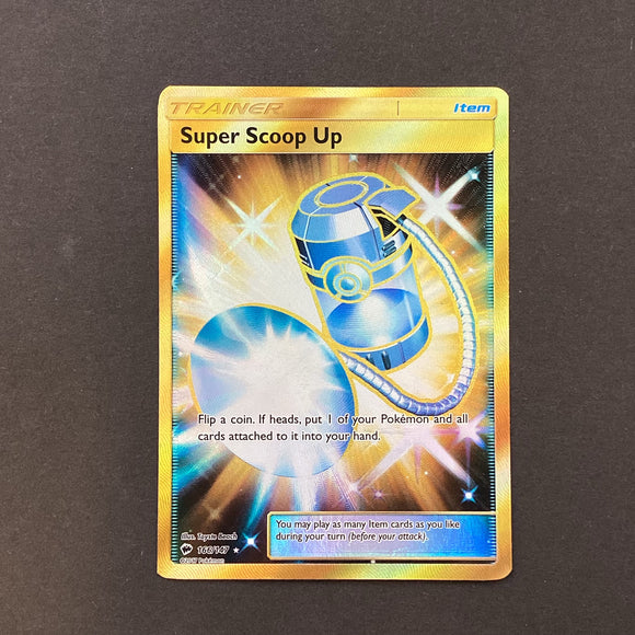 Pokemon Sun & Moon Burning Shadows - Super Scoop Up - 166/147 - Used Gold Secret Rare Holo Full Art Card