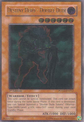 Yu-Gi-Oh Power of the Duelist - Destiny Hero Double Dude (ultimate) - POTD-EN012-LY37 - Used Ultimate Rare card