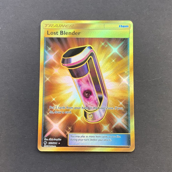 Pokemon Sun & Moon Lost Thunder - Lost Blender - 233/214 - As New Gold Secret Rare Holo Full Art Card