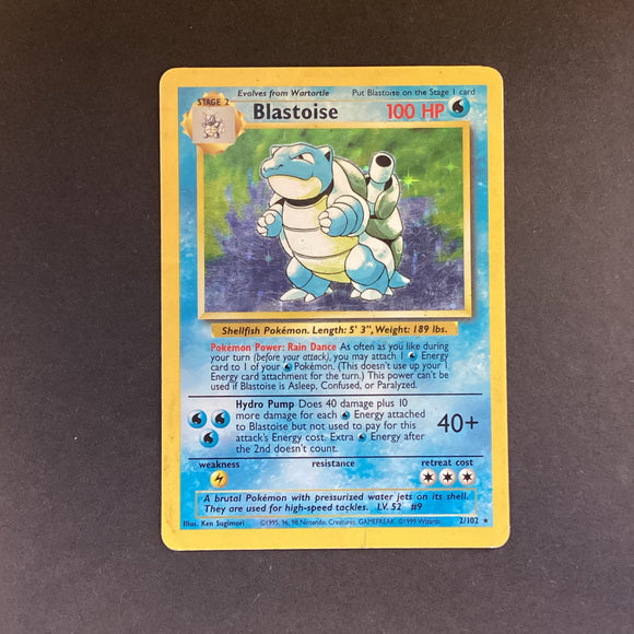 Pokemon Base Set 1 - Blastoise - 2/102 - Used Rare Holo Card