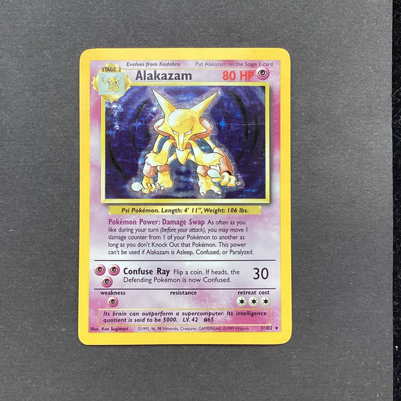*Pokemon Base Set - Alakazam - 1/102 - Used Rare Holo Card