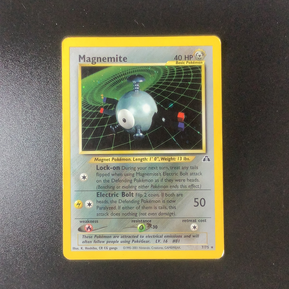 Pokemon Neo Discovery - Magnemite - 007/75 - 10372 - Used Holo Rare c Card Empire Pokemon Neo Discovery - Magnemite - 007/75 - 10372 - Used Holo Rare c Card Empire