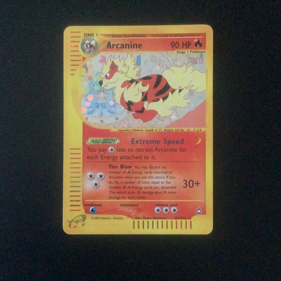 *Pokemon Aquapolis - Arcanine - H02/H32 - Used Holo Rare card