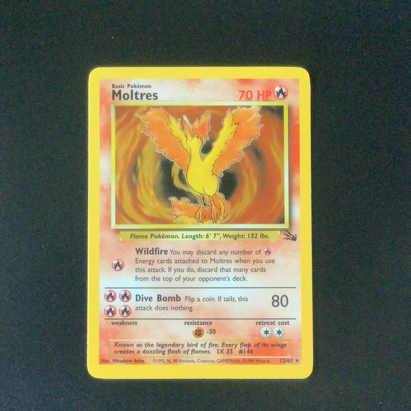 Pokemon Fossil - Moltres - 012/62*U - Used Holo Rare card