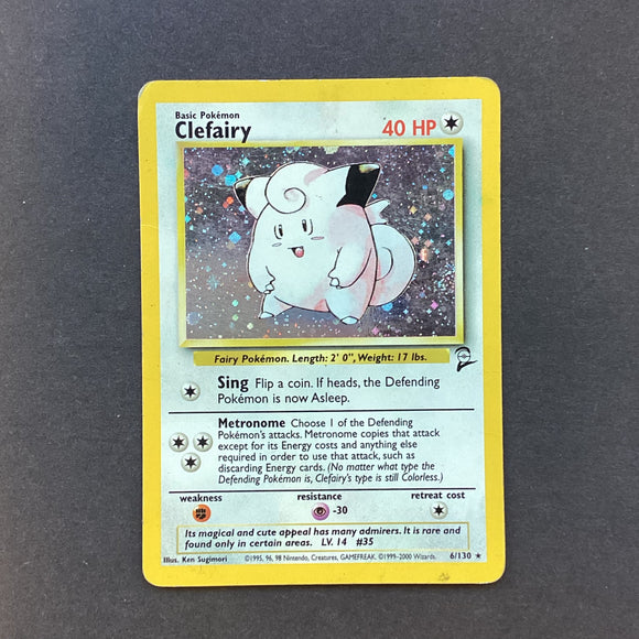 Pokemon Base Set 2 - Clefairy - 6/130 - Used Rare Holo Card