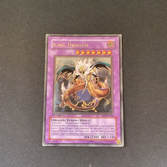 Yu-Gi-Oh Flaming Eternity -  King Dragun - FET-EN036u - Heavy Played (creased)Ultimate Rare card