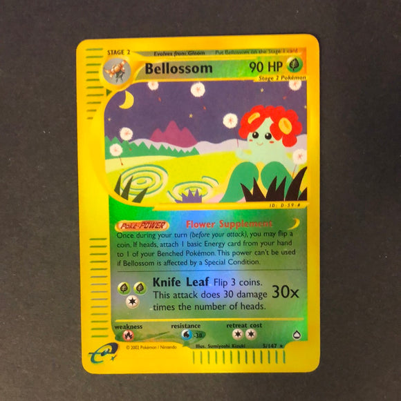 Pokemon E Series Aquapolis - Bellossom - 5/147 - Used Rare Reverse Holo Card