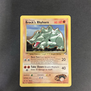 Pokemon Gym Challenge Gym Heroes - Brock's Rhyhorn - 22/132 - Used Rare Card