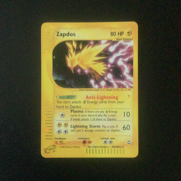 *Pokemon Aquapolis - Zapdos - H32/H32 - Used Holo Rare card