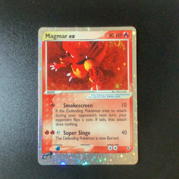 *Pokemon EX Ruby & Sapphire - Magmar ex - 100/109*U-010966 - Used Holo Rare card