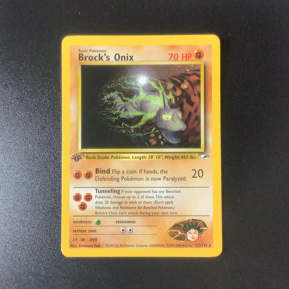 Pokemon Gym Heroes - Brock's Onix 1st Edition - 021/132 - As New Rare Card Empire Pokemon Gym Heroes - Brock's Onix 1st Edition - 021/132 - As New Rare Card Empire