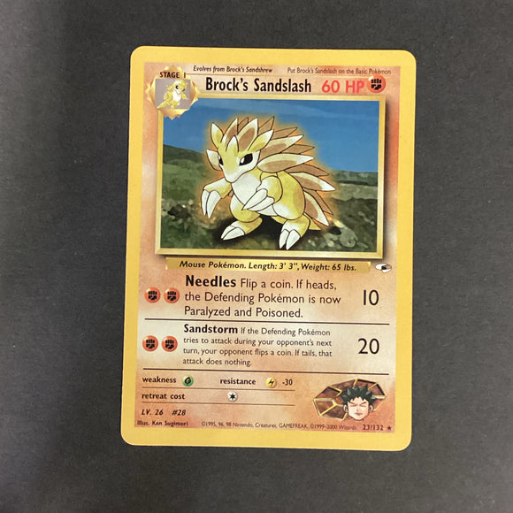 *Pokemon Gym Challenge Gym Heroes - Brock's Sandslash - 23/132 - Used Rare Card