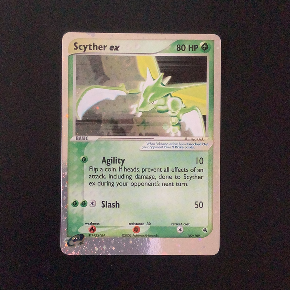 *Pokemon EX Ruby & Sapphire - Scyther ex - 102/109*U-010964 - Used Holo Rare card