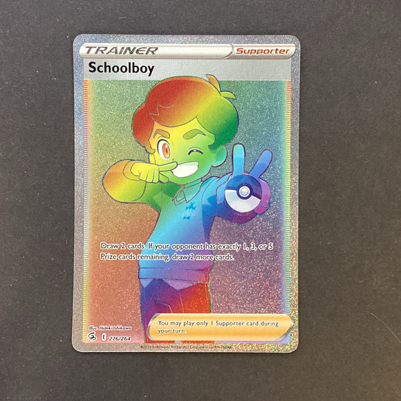 Pokemon Sword & Shield Fusion Strike - Schoolboy - 276/264 - As New Rainbow Secret Rare Holo Full Art Card