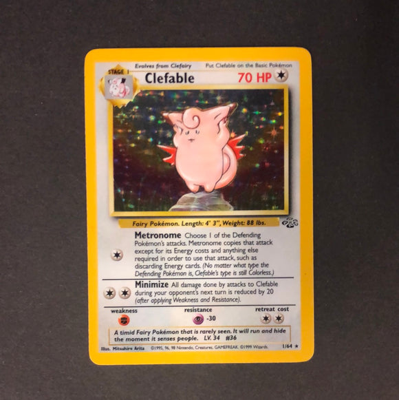 Pokemon Jungle - Clefable - 1/64 - Used Rare Holo Card
