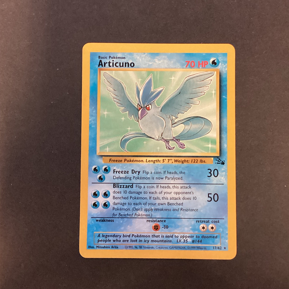 how to tell if it's a first edition pokemon card Pokemon Fossil - Articuno -17/62