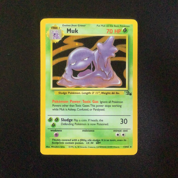 Pokemon Fossil - Muk - 013/62*U - Used Holo Rare card