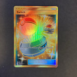 Pokemon Sun & Moon Base Set - Switch - 160/149 - Used Gold Secret Rare Holo Full Art Card
