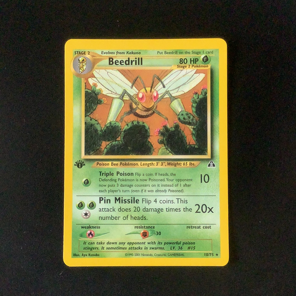 Pokemon Neo Discovery - Beedrill - 018/75*U - Used Rare card