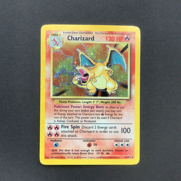Pokemon Base Set 1 - Charizard - 004/102*u - Used Holo Rare card
