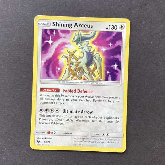Pokemon Sun & Moon Shining Legends - Shining Arceus - 57/73 - Used Rare Holo Shiny Card