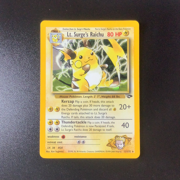 *Pokemon Gym Challenge - Lt. Surge's Raichu - 011/132 - Holo Rare card