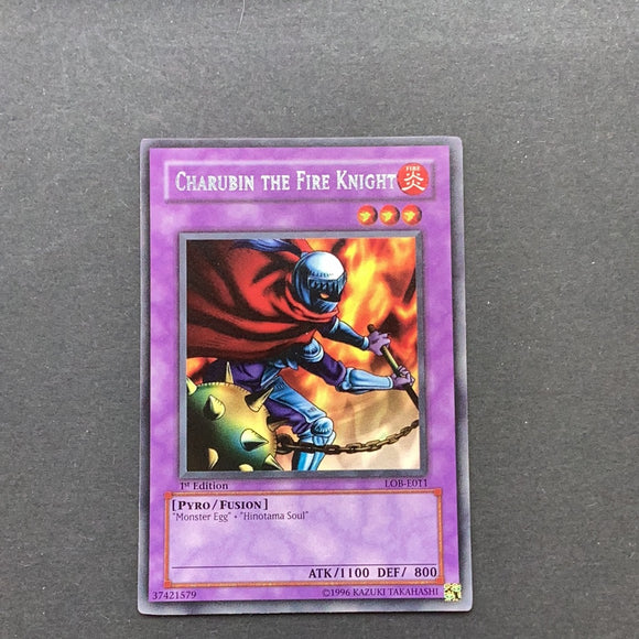 Yu-Gi-Oh Blue Eyes White Dragon -  Charubin the Fire Knight - LOB-E011 1st edition - As New Rare card