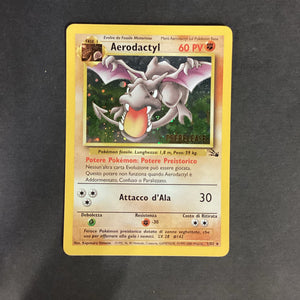 Pokemon Fossil (Italian) - Aerodactyl - 1/62 - Used Rare Holo Prerelease Stamped Italian Card