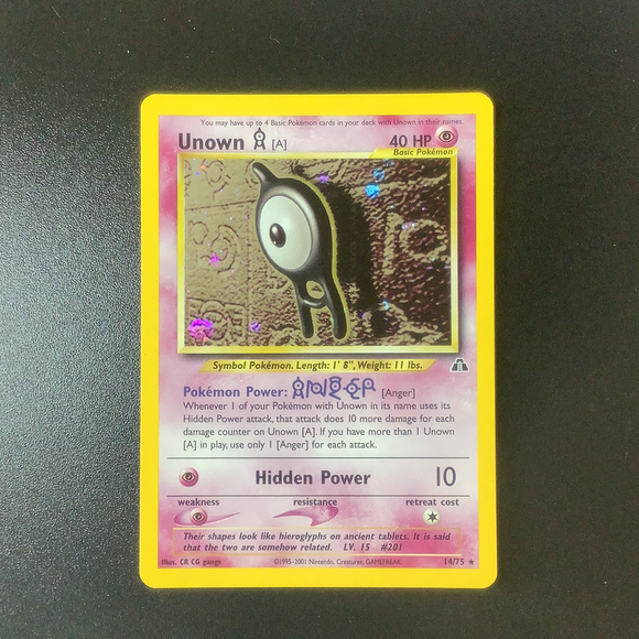 Pokemon Neo Discovery - Unown A - 014/75*U-010953 - Used Holo Rare car Card Empire Pokemon Neo Discovery - Unown A - 014/75*U-010953 - Used Holo Rare car Card Empire