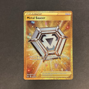 pokemon sword and shield gold card Pokemon Sword & Shield Base Set - Metal Saucer - 214/202