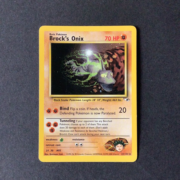 Pokemon Gym Heroes - Brock's Onix - 021/132 - Used Rare card