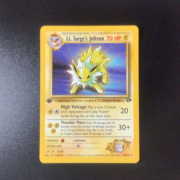 Pokemon Gym Challenge - Lt. Surge's Jolteon 1st Edition - 028/132*U - Used Rare card