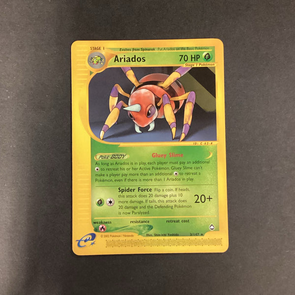 Pokemon E Series Aquapolis - Ariados - 3/147 - Used Rare Card Card Empire Pokemon E Series Aquapolis - Ariados - 3/147 - Used Rare Card Card Empire