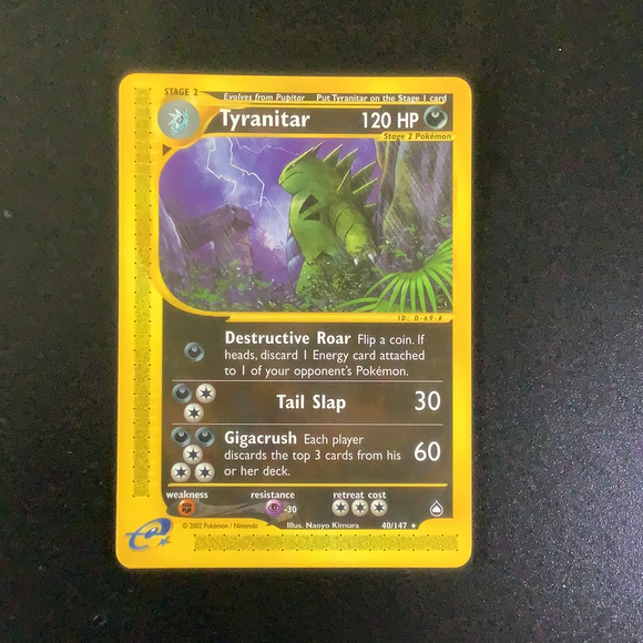 *Pokemon Aquapolis - Tyranitar - 040/147 - As New Rare card