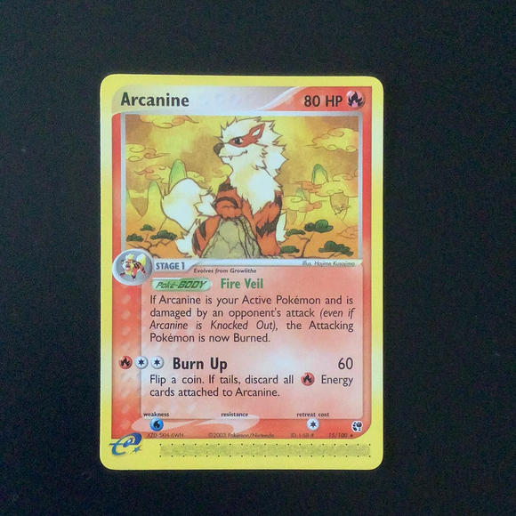 Pokemon EX Sandstorm - Arcanine - 015/100*U - Used Rare card