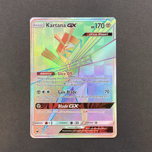 Pokemon Sun & Moon Crimson Invasion - Kartana GX - 117/111 - Used Rainbow Secret Rare Holo Full Art Card