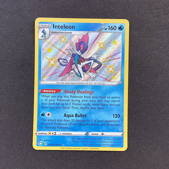 Pokemon Sword & Shield Shining Fates - Inteleon - SV027/SV122 - As New Rare Holo Shiny Vault Card