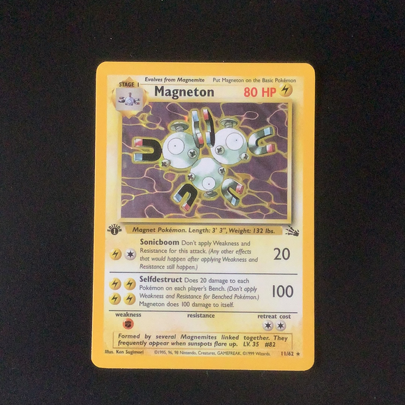 Pokemon Fossil - Magneton - 011/62 (1st Edition) - Used Holo Rare card