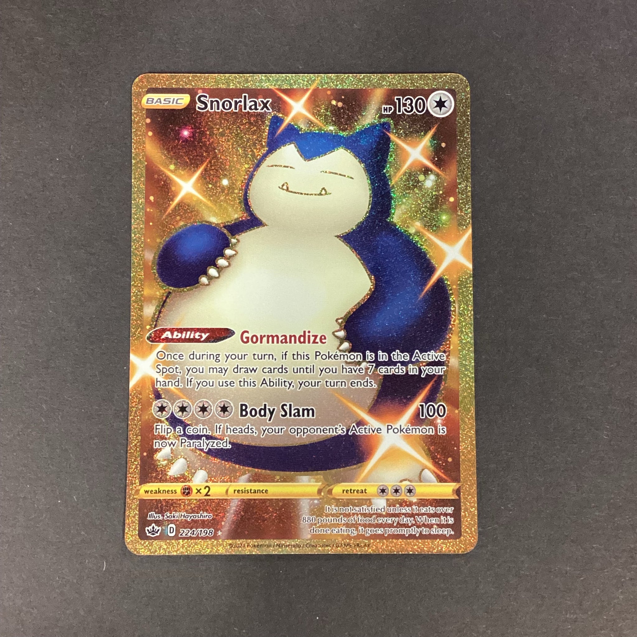 Pokemon Sword & Shield Chilling Reign - Snorlax - 224/198 - As New Gol Card Empire Pokemon Sword & Shield Chilling Reign - Snorlax - 224/198 - As New Gol Card Empire