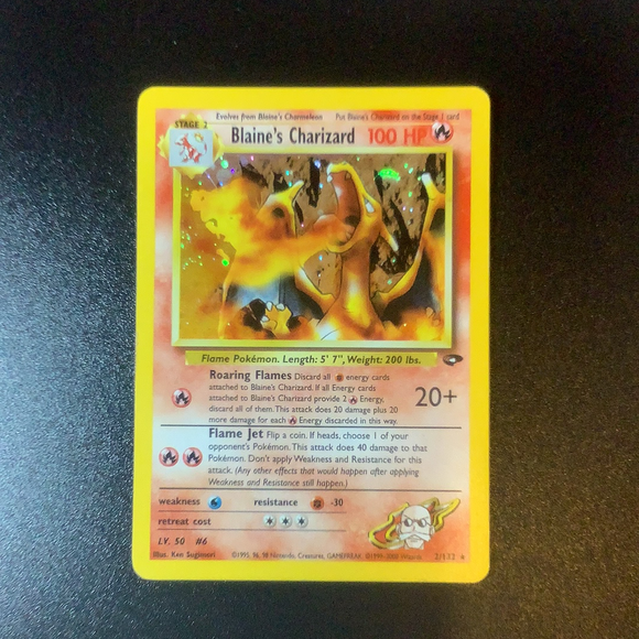 *Pokemon Gym Challenge - Blaine's Charizard - 002/132*U-010958 - Used Holo Rare card
