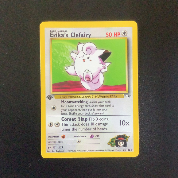 Pokemon Gym Heroes - Erika's Clefairy 1st Edition - 025/132 - Rare card