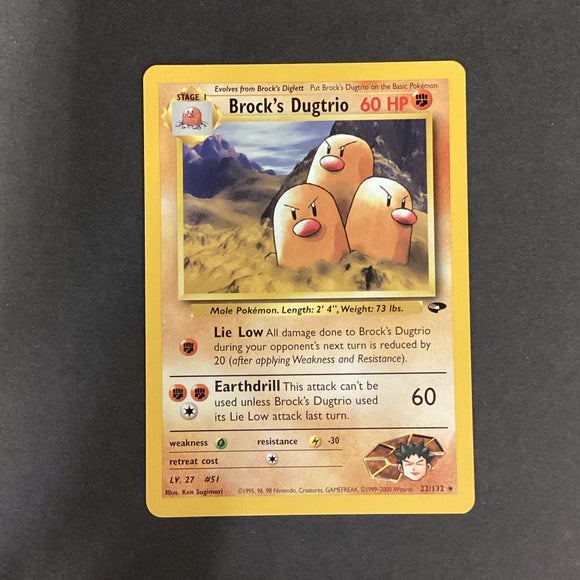 Pokemon Gym Challenge - Brock's Dugtrio - 22/132 - As New Rare Card