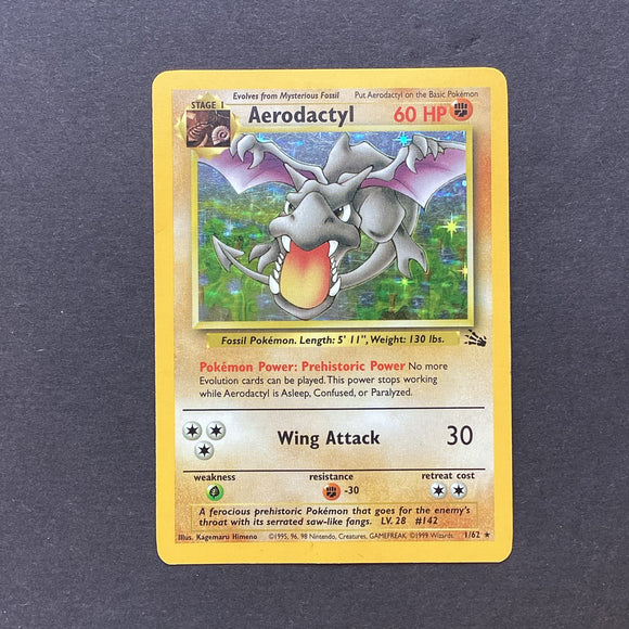 Pokemon Fossil - Aerodactyl - 1/62 - Used Rare Holo Card