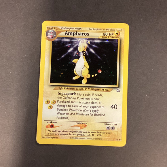 Pokemon Neo Genesis - Ampharos - 1/111 - Used Rare Holo Card
